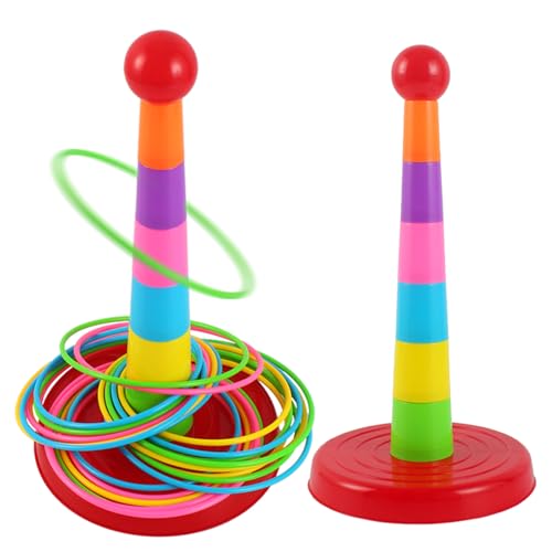 Falafoty Ringwurfspiel für Kinder mit 18 Wurfringen, Bunt Wurf und Aktivspiel Set, Gartenspiele Outdoor Indoor Spielgeräte Für Kinder Erwachsene Schnelle Einrichtung Wurfspiele Spielzeug