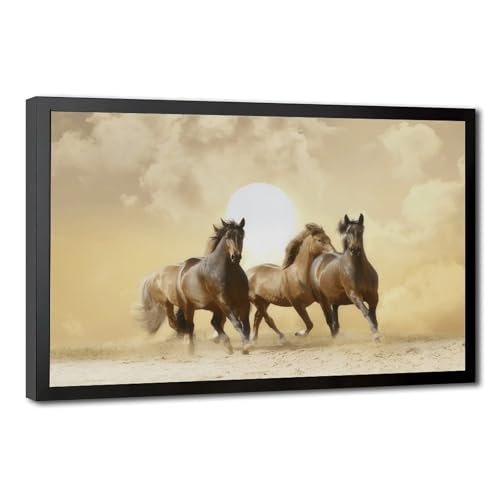 Chevaux au coucher du soleil impression sur toile 20x30 cm pour salon