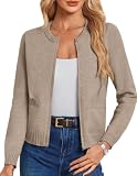 GRACE KARIN Jackets for Women Cropped Zip up Knit Cardigan with Pockets S