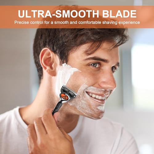 Flintronic Herrenrasierer, Rasierer Herren, Herrenrasierer mit 5 Klingen, 12 Nachfüllpackungen, Klingen für Herren mit Gleitstreifen, Aktualisierte Version