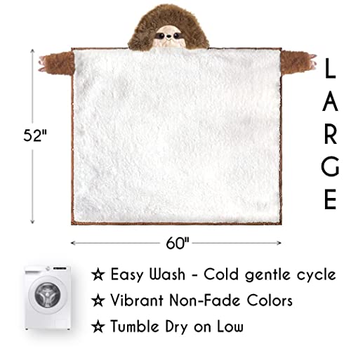 Sloth Blanket For Adults Sloth Hooded Blanket Sherpa Fleece Sloth Hoodie Cloak Wrap Sloth Gifts For Girls Women Men Kids Fluffy Warm Cozy Sloth Decor Plush Wearable Throw Super Soft Faux Fur #TOP4