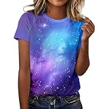 Galaxy Shirt Femmes Oversize Sky T-shirt à manches courtes Femme Polyester Noir...