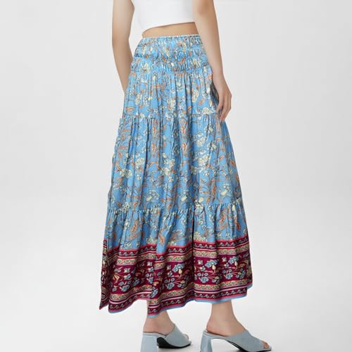 Skirts for Women High-Waist Printed Skirt Elastic-Waist Midi Women's Trend Summer and Fall Beach Dress3