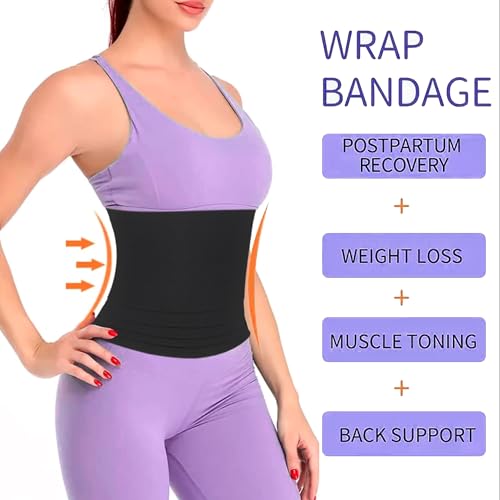FITPUT Slim Belt for Women Belly Fat Belly Tummy Reduction Belt After Delivery Slimming Tummy Tucker Fat Waist Shapewear and HIPS Trainer Slim Stomach, 4 Meter Length (Black) - Image 2