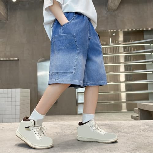 Pantalones cortos vaqueros informales de verano para niños con elástico 4