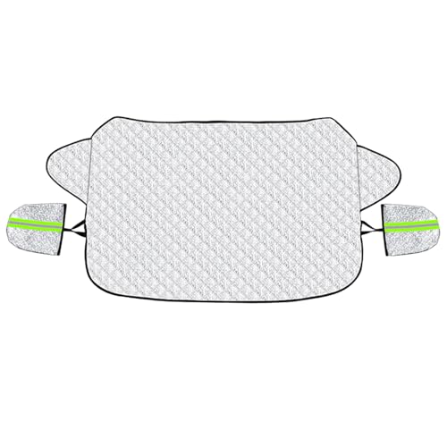 Yukiyi Universal Car Windscreen Cover, Frost, Snow, Ice, Sun, UV, Dust Resistant, Aluminium & Polyester, 147 x 100 cm, Silver, Hook and Loop Closure