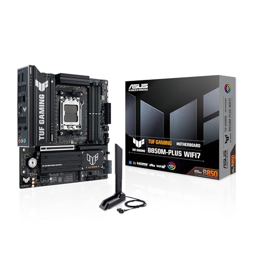 TUF GAMING B850M-PLUS WIFI7 AMD B850 Socket AM5 micro ATX (TUF GAMING B850M-PLUS WIFI7 - Motherboard - micro ATX - Socket AM5 - AMD B850 Chipset - USB-C 3.2 Gen 2x2, USB 3.2 Gen 2, USB 3.2