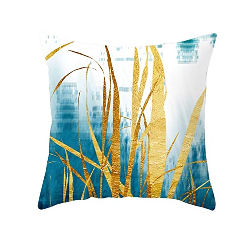 BCughia Housse Coussin Noel Nature, Housse Coussin Spirit Or Bleu Herbe Nouvel an 45x45cm 1 Housse de Coussin Cover
