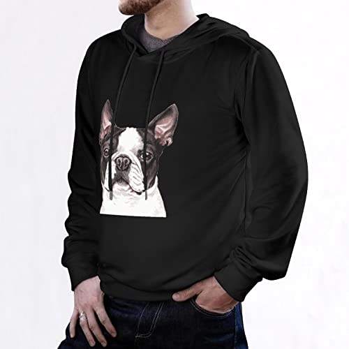 Baikutouan Cute Boston Terrier Dog Men's Sweatshirt Long Sleeve Hoodies Casual Hooded Pullover With Drawstring 6Xl #TOP2