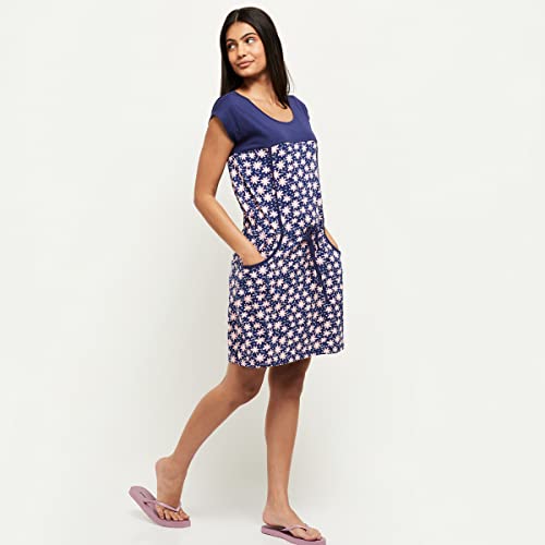 Image of Max Cotton Women's Printed Cap Sleeves Chemise Knee Length Nighty