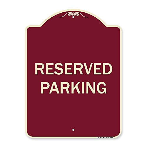 SignMission Designer Series Sign - Reserved Parking | Burgundy 18" X 24" Heavy-Gauge Aluminum Architectural Sign | Protect Your Business & Municipality | Made in The USA