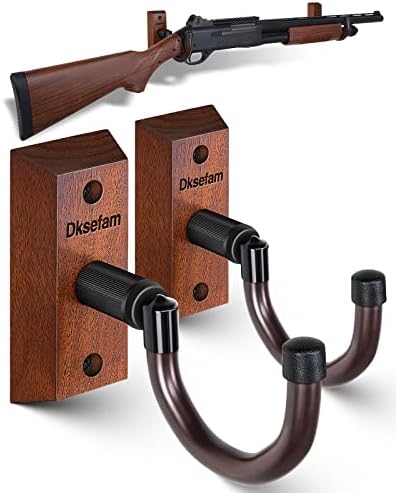 Gun Racks for Wall, Gun Wall Mount for Storage Rifle, Hardwood Gun Hanger for Store Shotgun, Heavy Duty Steel Hooks with Soft Rubber Pad, Gun Hook for Horizontal Display, Wall Gun Rack for Store Bow