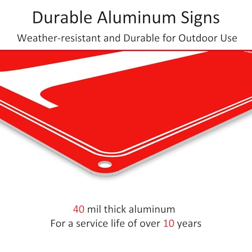 Image of Premium Aluminum Number Signs, Metal 12 inch X 12 inch Red Numbered Sign Outdoor for Parking Lots, Floor, Dock, Court, Aisle, Field, High Visibility, No Fade, Weather-resistant (Red Number Sign 0)