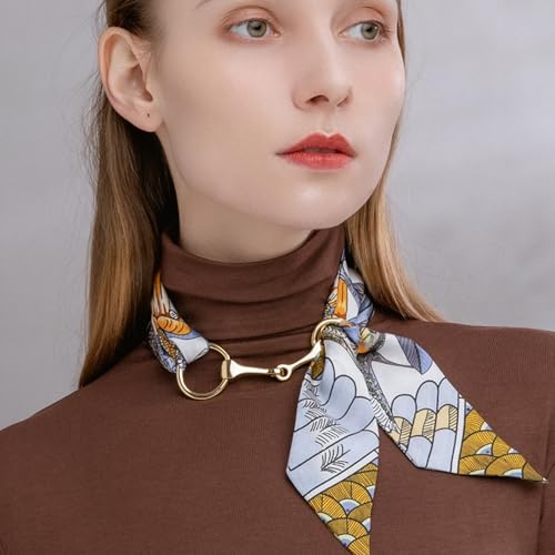 Horsebit Scarf Ring Belt Buckle, Vacuum Plated Stainless Steel Equestrian Eggbutt Neck Belt Accessory for Women2