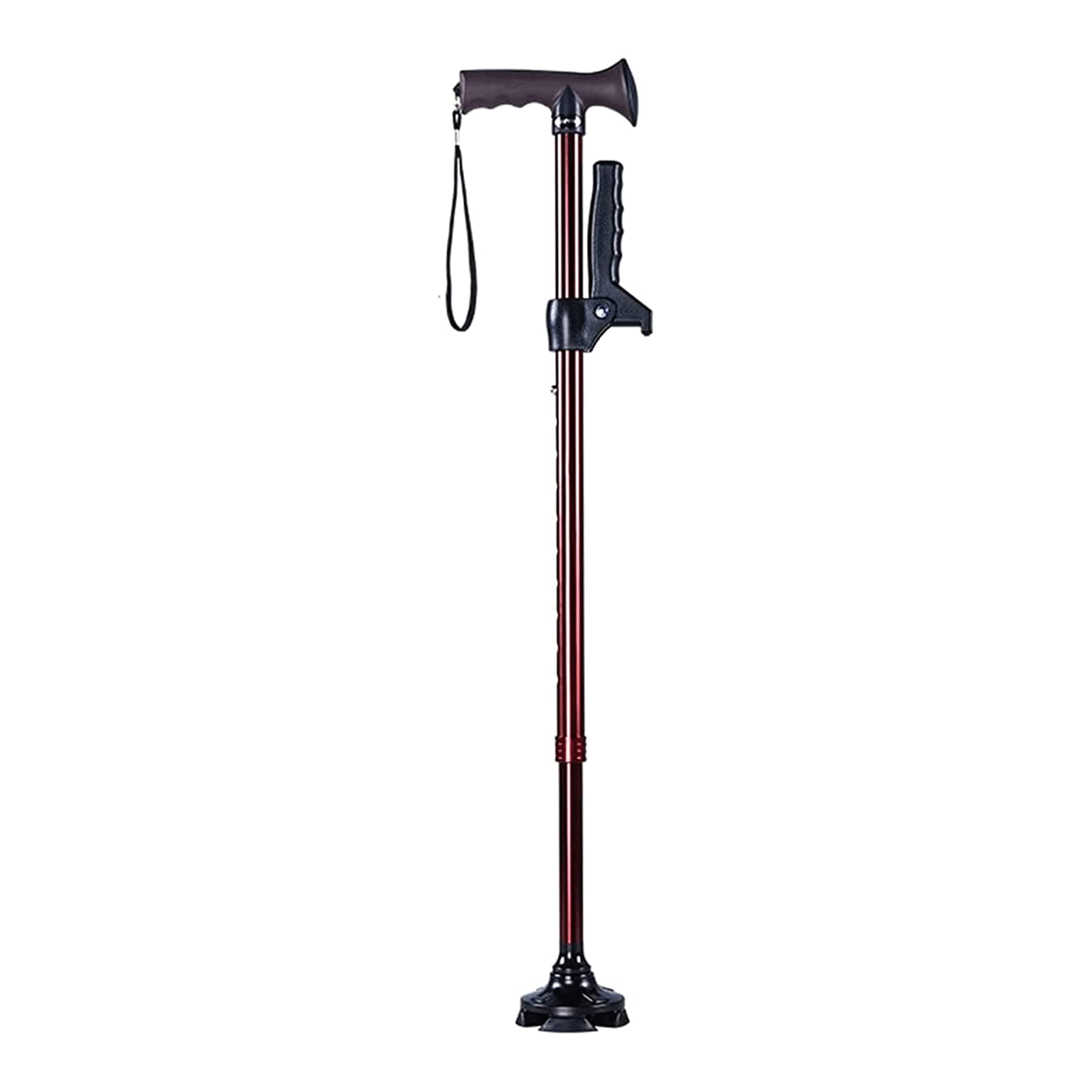 PAASHE Muletas de Aluminio, 2 Bastones con Mango en T, Bastones para Caminar con Base de Cuatro Esquinas, Bastones para Caminar con Ajuste de Altura de 10 etapas
