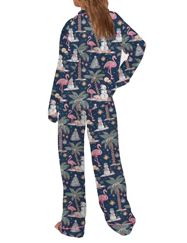 Image of SHESHOW Satin Pajamas Set for Women Set Long Sleeve Button Down Pjs Sets 2 Piece Loungewear Animal Sleepwear XS-XXL