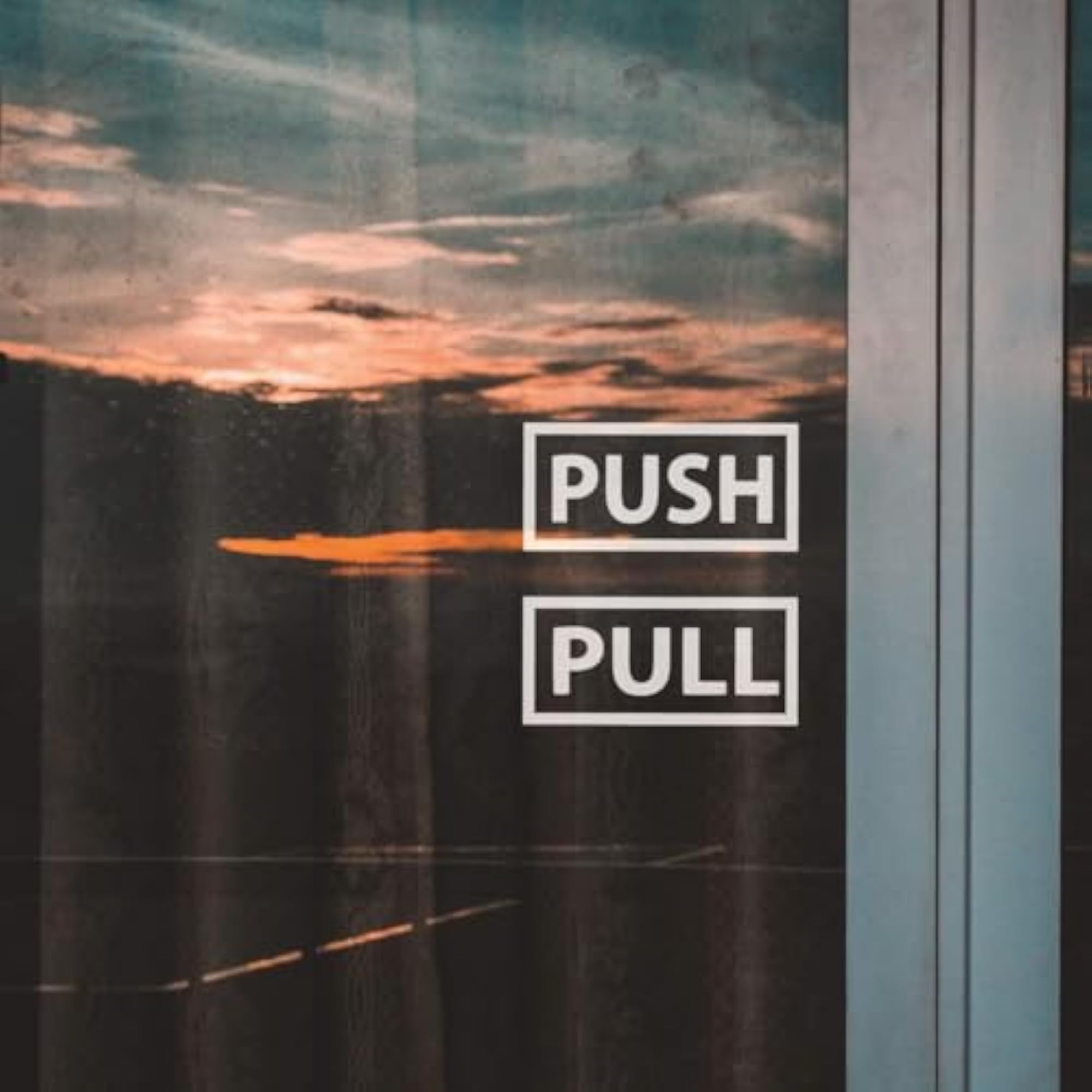 Traditional Push Pull Door Sign Sticker, Handmade Design