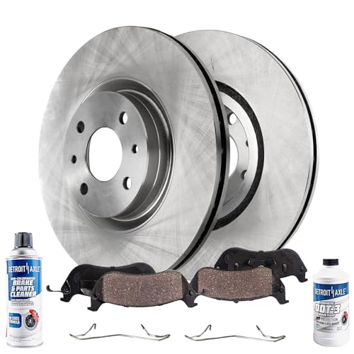 Image of Detroit Axle - 6pc Front Brake Kit for 2013 2014 2015 2016 2017 2018 2019 | Fiat 500, Disc Brake Rotors Ceramic Brake Pads with Hardware Replacement 11.18 inch inch Rotors