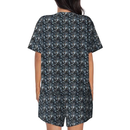 Pijama de lobo de manga corta transpirable con ojos azules 5