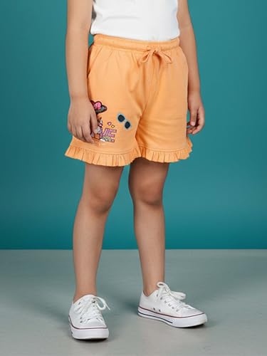 Image of KiddoPanti Girls 100% Cotton Bottom Hem Frill Hot Shorts