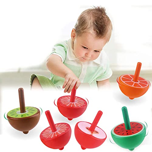 Zuzer Peonza de Madera,25PCS Colorida Peonza Madera Giroscopio Peonza Trompo,Peonzas de Madera de Colores Juguetes de Fiesta para Niños(Patrón Aleatorio) (Madera)