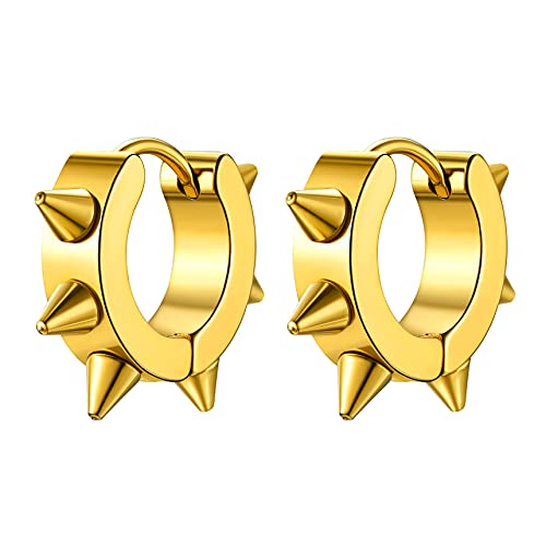 Bestyle Boucles d'oreilles créoles Rondes Boucles d'oreilles Punk Rock Boucles d'oreilles percées Petites Boucles d'oreilles dorées Cover