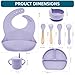 Dormlony 100% Silicone Baby Feeding Set,BPA Free Baby Dishes Set with Suction Bowl Divided Plate,Toddler Self Feeding Dish Set with Spoons Forks Sippy Cup and Bib, Baby Eating Utensils(Purple)