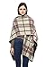 Women's Winter Tartan Knitted Irregular Cardigans Shawl Poncho Cape (Beige)