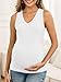 FMEYOA Maternity Shirt Summer Slim Fitting V Neck Sleeveless Tank Tops Pregnancy Clothes White S