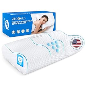 Sandwich Cervical Neck Pillow Queen Size, Dynamic Memory Foam Pillow for Sleeping, Adjustable Contour Ergonomic Orthopedic Cooling Pillow for Side, Back & Stomach Sleepers CertiPUR-US