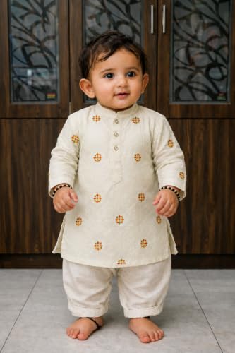 Image of Gauri Laxmi Enterprise GLE Rayon Blend Embroidered Kurta for Boys (3-4 Years) | Only Kurta | No Pyjama