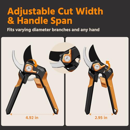 Image of PrunePro Pruning Shears for Gardening 2 Pack Professional Bypass Hand Pruner Stainless Steel Sharp Blade Garden Scissors Plant Flower Garden Clipper Orange