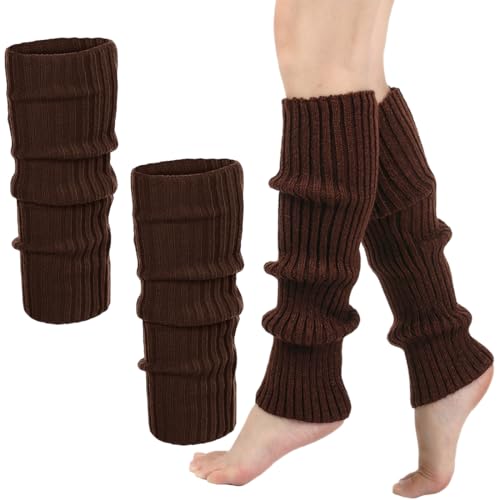 QOMJUFA Sexy Beinstulpen - Neon Strümpfe für 80er 90er Jahre Kostüme zu Motto Partys, Fasching, Karneval oder zum Tanzen - Damen Einheitsgröße (braun)