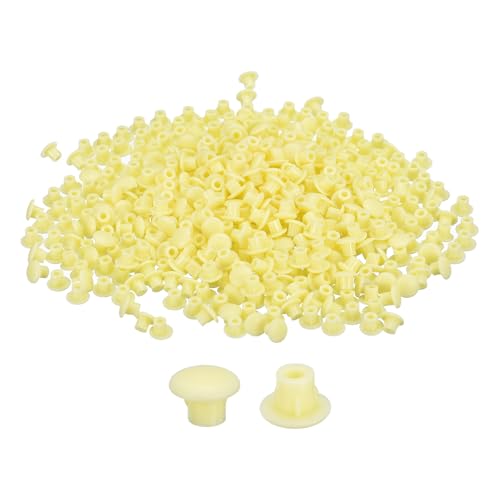 Image of uxcell 1500Pcs Screw Hole Plugs, 5mm(3 /16 inch) Dia Plastic Round Button Plugs Snap in Locking Hole Covers Flush Type Caps for Furniture Cabinet, Cream Color