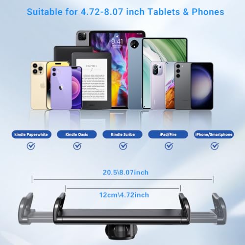 Image of Gooseneck Tablet Holder for Kindle Reading in Bed, Hands Free Desk Bedside Lazy Arm Stand for Kindle Accessories, Compatible with iPhone iPad mini