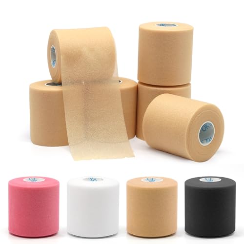 Image of OK TAPE Pre Wrap Tape (6-Rolls, 12 Yds) - Athletic Foam Underwrap for Sports, Protect for Ankles Wrists Hands and Knees, 2.75 Inches - Beige
