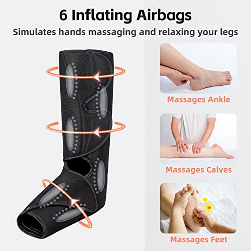 Image of SHINE WELL Leg Compression Massager, Leg Massager for Circulation and Pain Relief, Air Compression Foot and Calf Massager with Heat for Swelling, with 2 Extenders, Wellness Gift for Mom Dad Friend