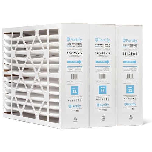 Image of Fortify 16x25x5 MERV 11 Replacement for Lennox X6670, HCF16-11 HVAC Furnace Filter. (3-Pack) Actual Size: 15.75 x 24.75 x 4.38