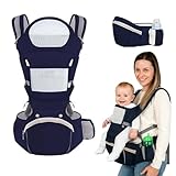 Mochila Portabebés Ergonómica De 0 A 36 Meses | Ajustable Con Soporte Lumbar Y Tirantes Acolchados | Transpirable, Segura Y Ligera | Algodón Suave Antialérgico | Porteo Cómodo Para Mamás (azul marino)