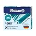 Pelikan 4001 TP Ink Cartridges for Fountain Pens, 0.8ml, Turquoise, Pack of 6 (301705)