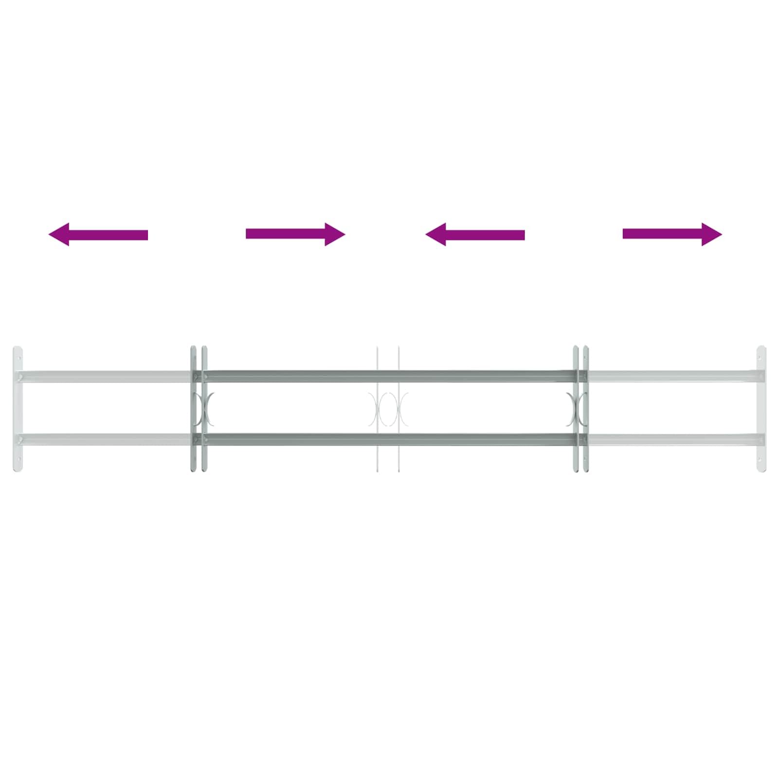 Gecheer Sicherheitsgitter für Fenster mit 2 Querstangen 3 Stück Verstellbare Fenstersicherung aus verzinktem Stahl Einbruchschutz für Zuhause Wohnung Keller Erdgeschoss 930-1740 mm