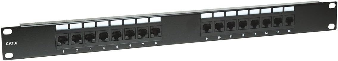 Intellinet 48-Port Cat-6 Network Patch Panel Rack-Mount – Installer Grade 3mm 50 Micro-inch Gold Plated Jack Contacts - Black, 560283