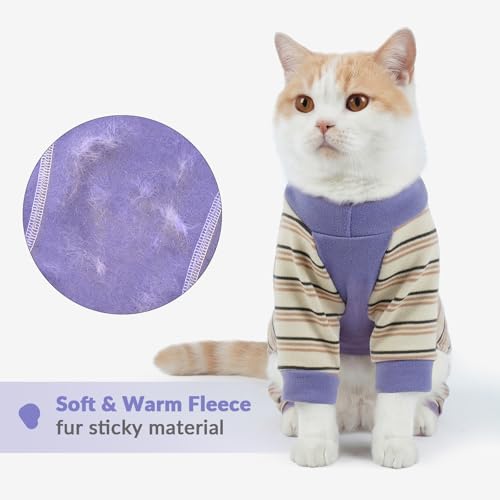 Ropa para gatos post operatorio suave con función anti lamida morado L 4
