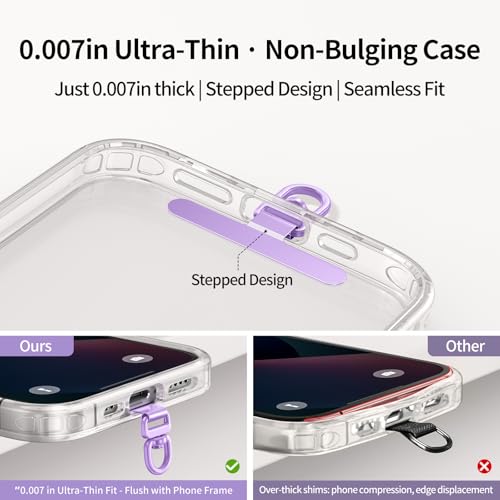 Image of saxsion Phone Tether Tab & Lanyard Tab, 360 Swivel Clip - Ultra Thin Stainless Steel Universal Patch for All Phone Cases