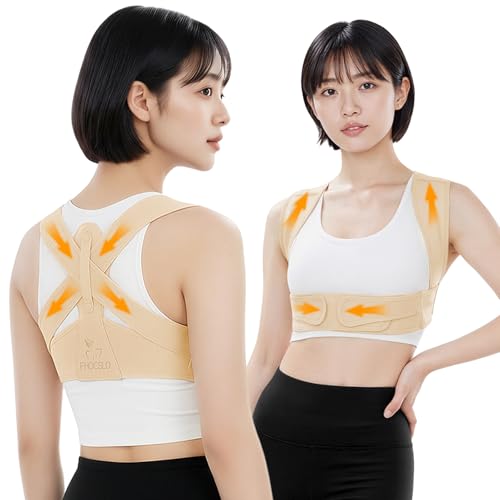 FHOCSLO 姿勢矯正ベルト 【2025新改良】巻き肩 猫背矯正ベルト 男女兼用 脱着簡単目立たない 通気性 調整可 姿勢サポーター 背筋サポート 補正サポーター インナー 背中の丸まり 改善 背筋補正 下着 猫背から美しい姿勢へ (肌色S/M)（Amazon）