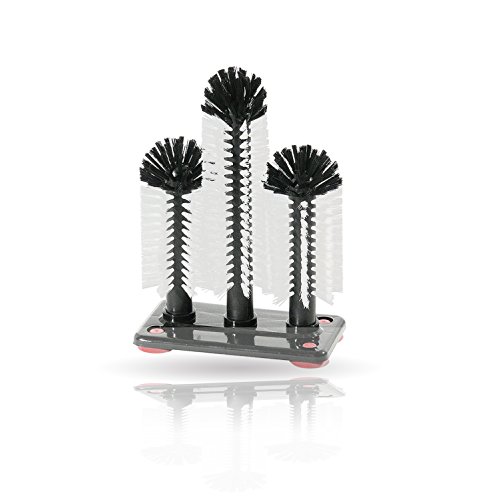 Kerafactum® - Glazenborstel spoelborstel voor glazen spoelborstel borstel met 3 zuilen glazen Brush (18/24/18 cm) - met grote zuigplaat