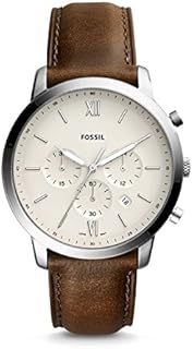 Fossil Men's Neutra Quartz Stainless Steel and Leather Chronograph Watch, Color: Silver, Brown (Model: FS5380)