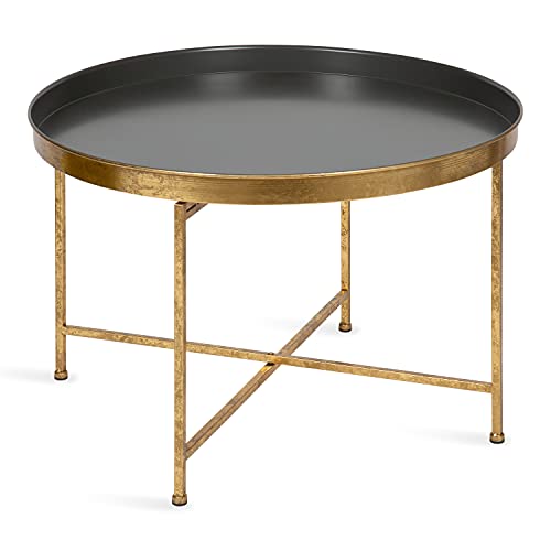 Kate and Laurel Celia Modern Coffee Table; 28 x 28 x 19; Gray and Gold; Glamorous Folding Metal Table for Storage and Display by Kate and Laurel - Used condition - US$84.94