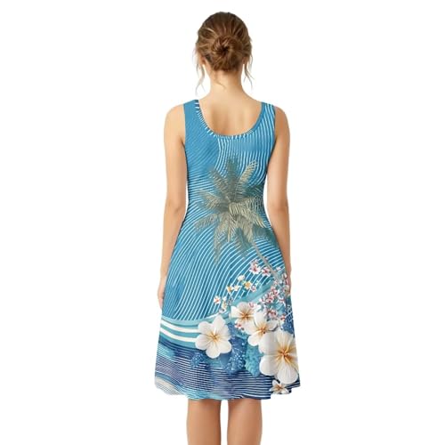 Image of Dreaweet Casual Sleeveless Dresses for Women Girls, Round Neck Tank Dresses with Pockets Summer Sundress Size XS-4XL