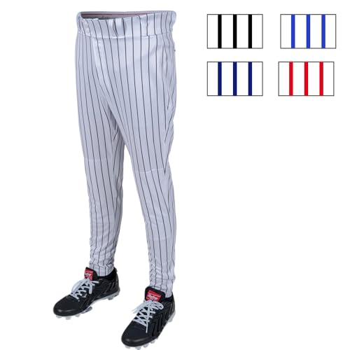 Image of Rawlings Men's Pro 150 Series Baseball Pants | Tapered Jogger Fit | Adult Sizes | Pinstripe | Multiple Colors
